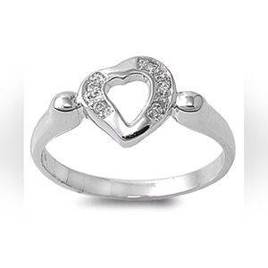 925 Heart Love Promise Ring Sterling Silver Band CZ Size 6